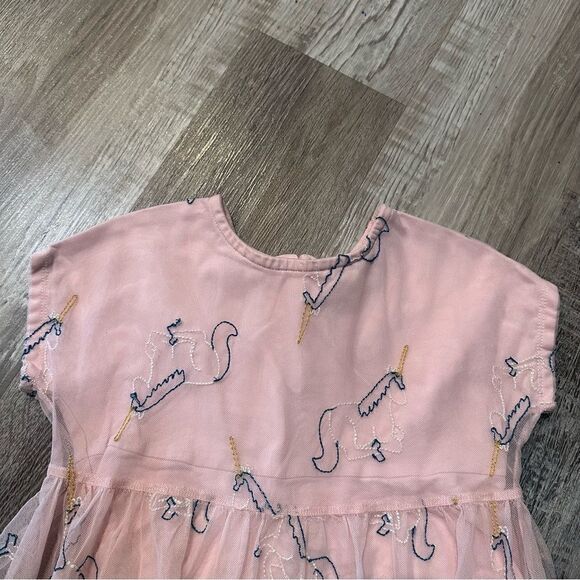 HANNA ANDERSSON Pink Unicorn Tulle Dress Girls Size 4 Party Princess Casual - Picture 2 of 8